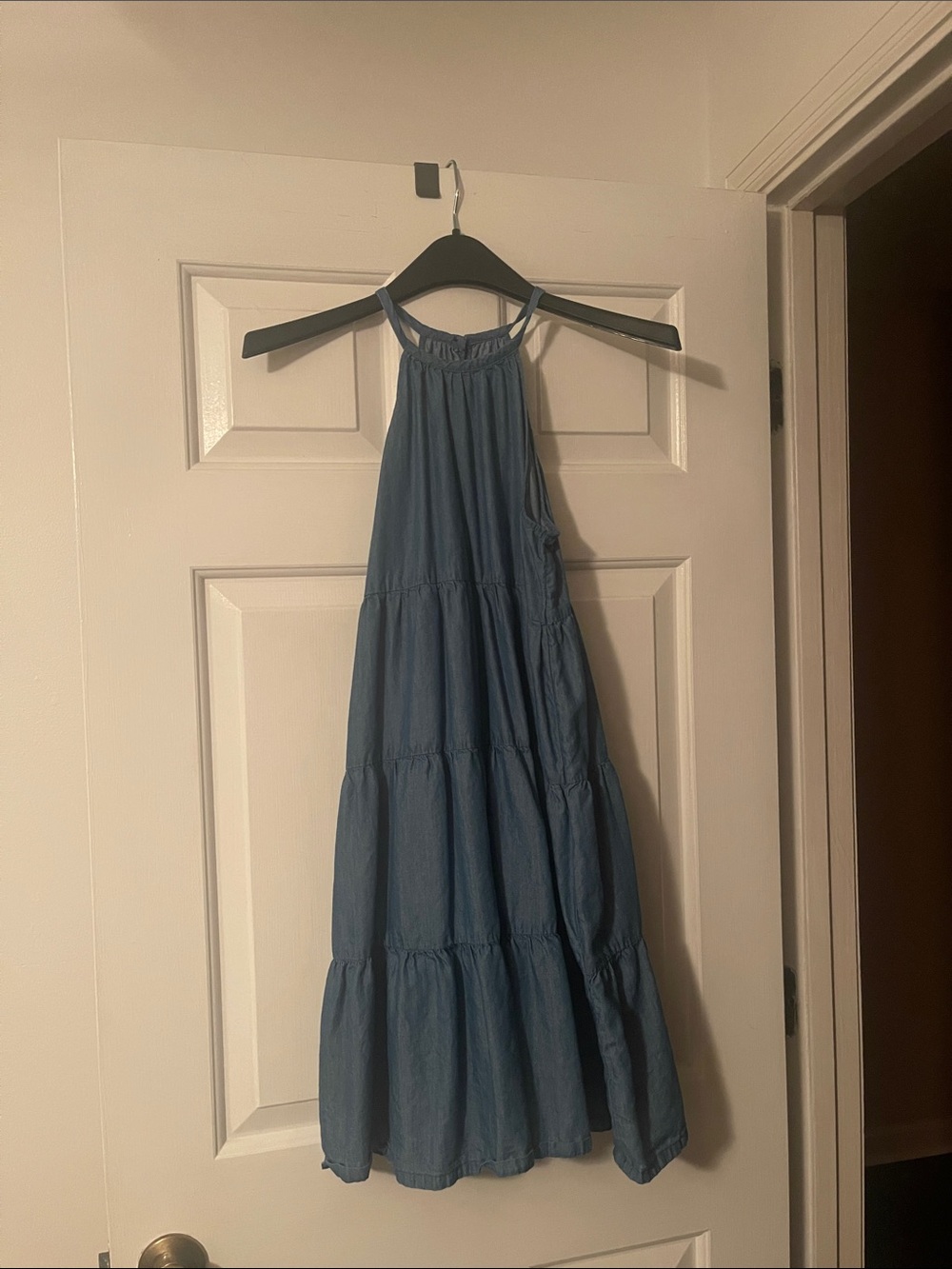 Wonder Nation Chambray Blue Halter Maxi Dress Girl's Size XXL 18